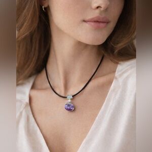 Vintage Purple Pendant Necklace